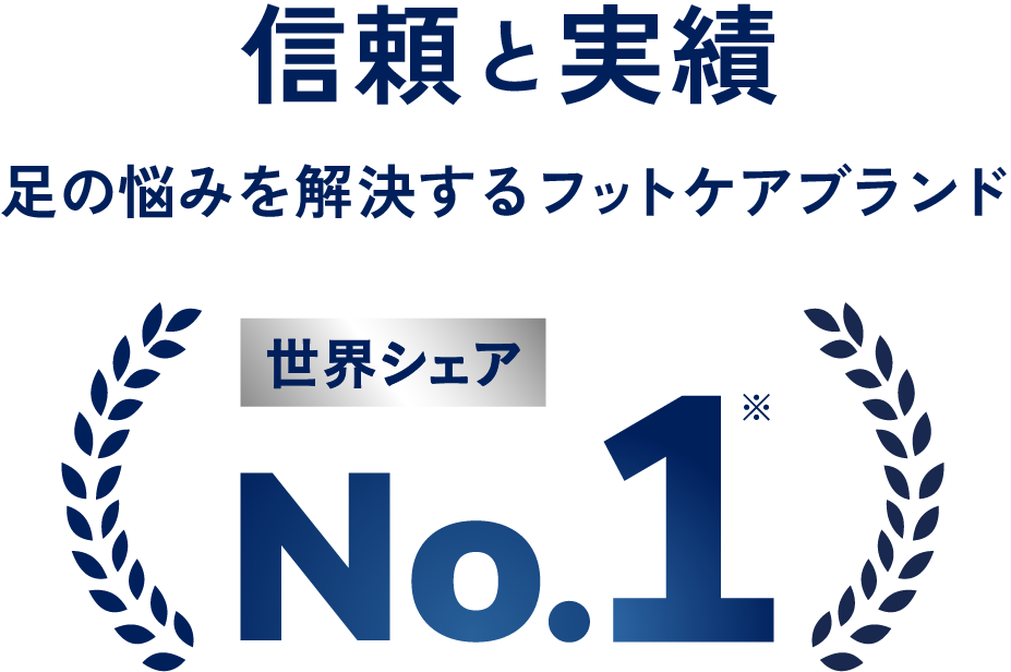 信頼と実績　足の悩みを解決するフットケアブランド 世界シェアNo.1※